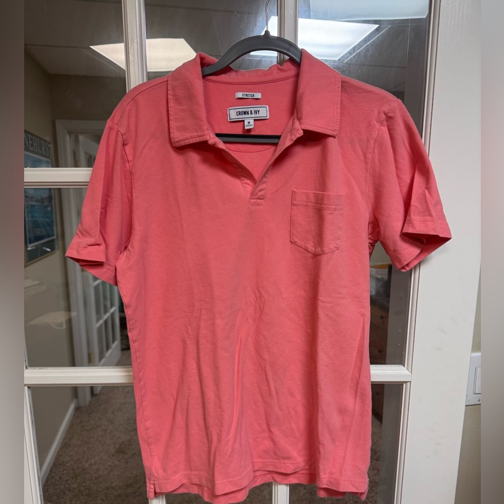 Crown & Ivy Men's Coral Polo Shirt Medium